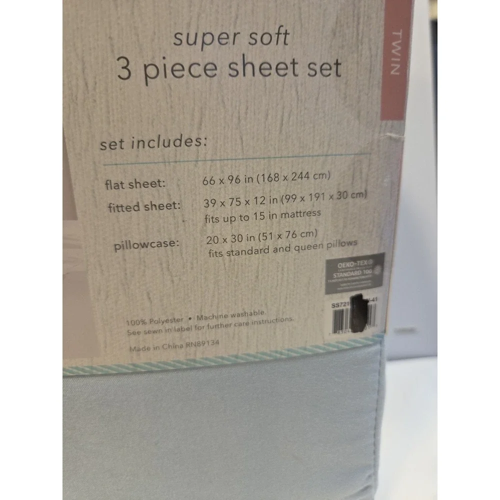 Truly Soft Sheet Set Wrinkle Resistant Size Twin Baby Blue